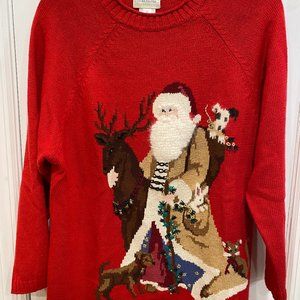 SUSAN BRISTOL VINTAGE RED CHRISTMAS SWEATER/SIZE MEDIUM